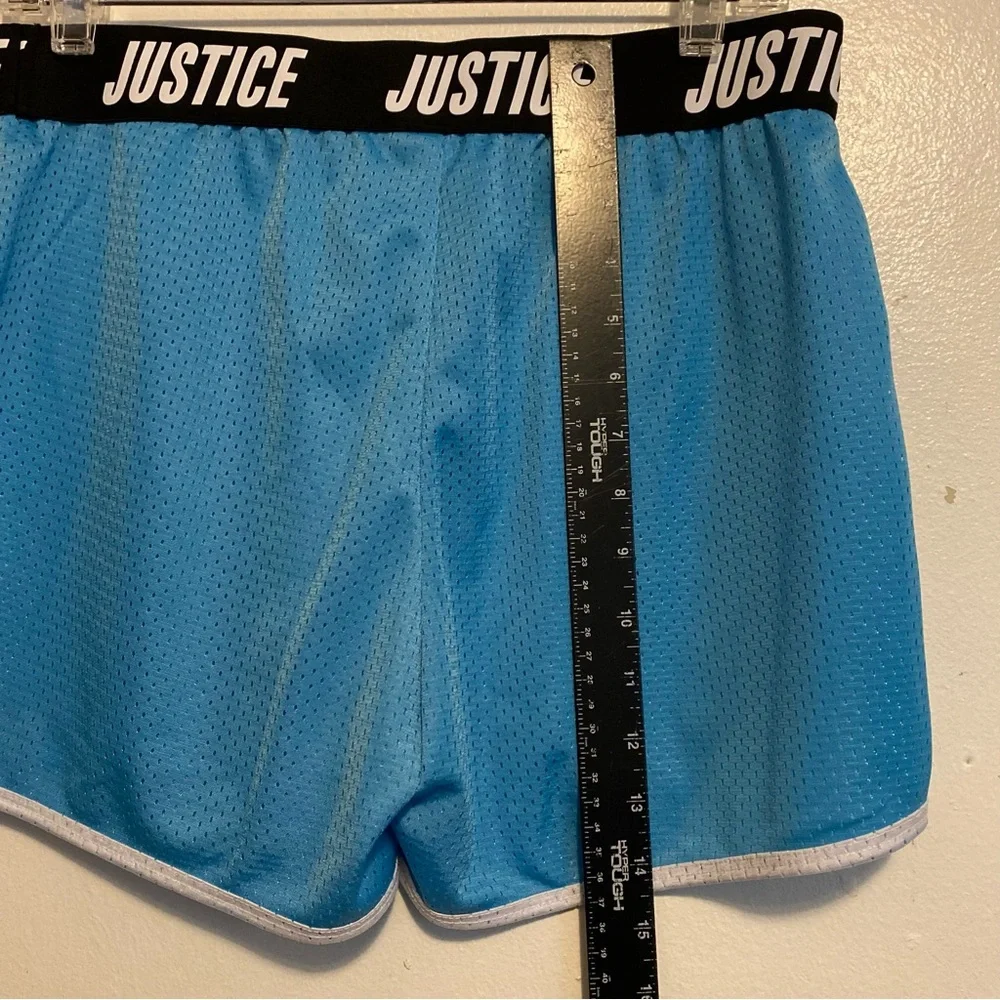 Justice Girls Blue Athletic Shorts Size‎ 16 Plus Stretch Pull On